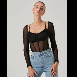 ASTR the Label Vienna Mesh Longsleeve Bodysuit